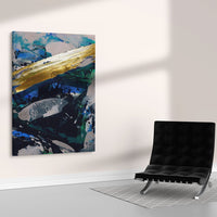 Black and Blue Golden Stroke Abstract - Unlimited Art Project - 