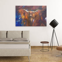 Brown and Blue Abstract Bull - Unlimited Art Project - 