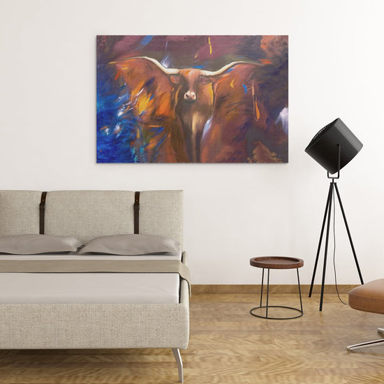 Brown and Blue Abstract Bull - Unlimited Art Project - 