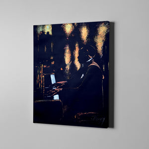 man playing piano art on canvas