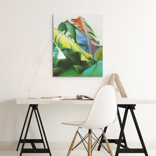 colorful tropical leaf art on canvas